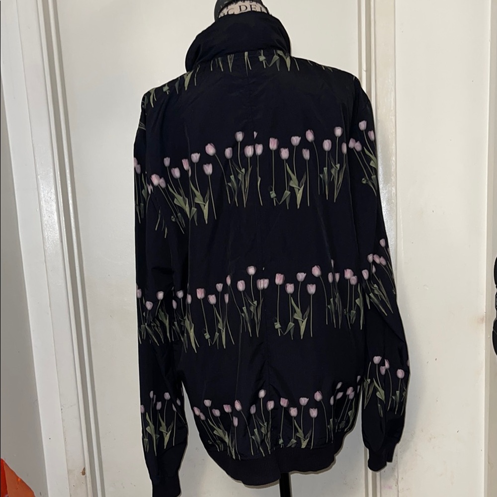 Black and Pink Bomber Jacket with Fringe Details - Picture 4 of 5